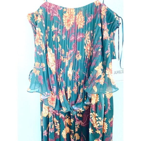 Amur Adeline 100% silk floral pleated flare dress size US2 - Picture 11 of 12